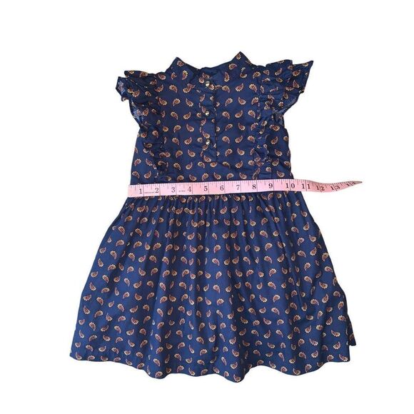 Janie & Jack Toddler Girl Navy Blue Ruffled Paisley Dress - Picture 10 of 11